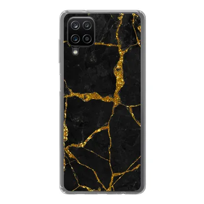 Produktbild von MuchoWow® Handyhülle Schutzhülle Hülle für Samsung Galaxy A12 Marmor - Gold - Schwarz - Marmoroptik - Glitter Silikon Softcase Handy Hülle - Bild