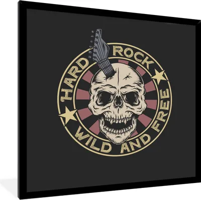 Produktbild von MuchoWow® MuchoWow® Gerahmtes Poster Vintage - Totenkopf - Gitarre 40x40 cm - Poster mit zchwarzem Bilderrahmen - Mit Rahmen - Wanddekoration Schlafzimmer