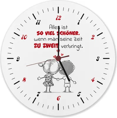 Produktbild von Alles ist schöner zu zweit Wanduhr aus Alu mit Spruch