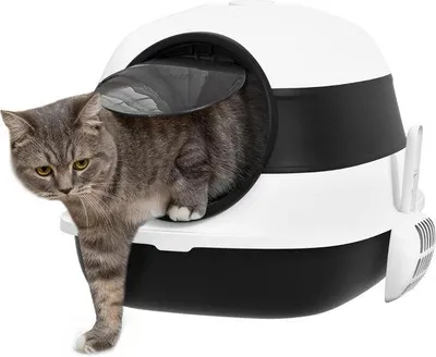 Produktbild von Automatische Selbstreinigende Katzenklo, weiß/schwarz, mit Geruchs- und Bakterienbekämpfung sowie Katzen-Stop-Funktion