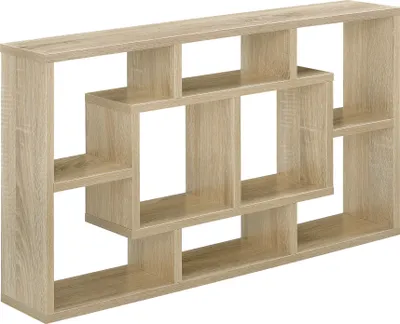 Produktbild von Wandregal Saputit 85x16x48cm Regal mit 8 Ablageflächen Bücherregal Hängeregal Büroregal Retro Eiche-Optik [en.casa]