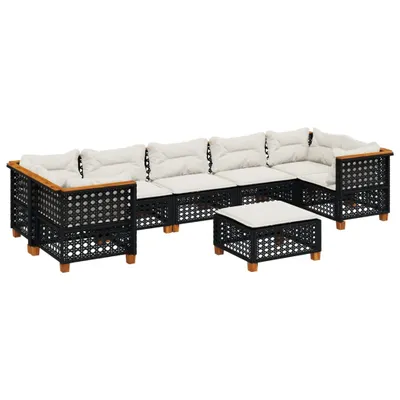 Produktbild von 8-tlg. Garten-Sofagarnitur mit Kissen Schwarz Poly Rattan