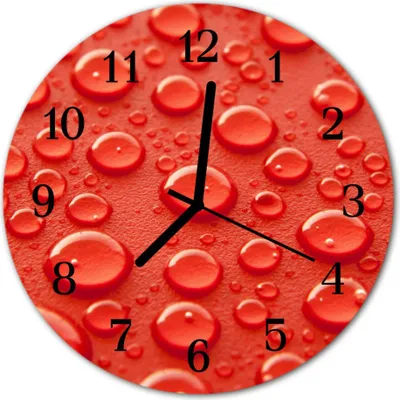 Produktbild von Glasuhr Wanduhr Küchenuhr Echt-Glas 30fi cm Wassertropfen rot