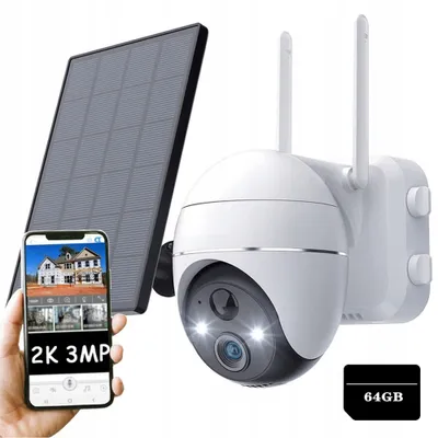 Obrázek produktu pro ZREE 2K/3MP 2,4GHz WLAN PTZ dohledová kamera venkovní bateriová PIR se solárním panelem, s 64G paměťovou kartou