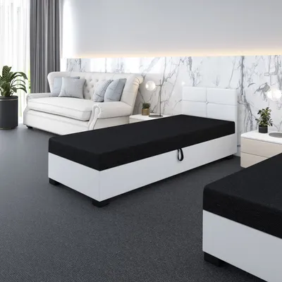 Obrázek produktu pro Čalouněná jednolůžková postel 120x195 LEJLA 2 - černá / bílá