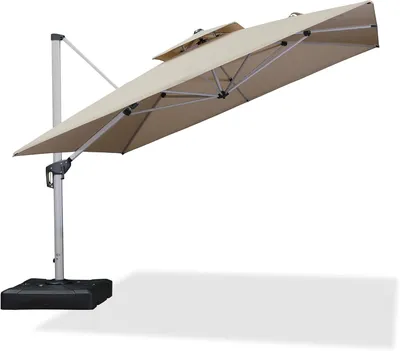 Produktbild von PURPLE LEAF Ampelschirm Rechteckiger 300 x 400 cm Sonnenschirm Gro? Stabil Terrassenschirm Gro? 360¡ãRotation, Gartenschirm fš¹r Garten,Terrasse, Pool, XXL Sonnenschutz UV50+, Beige