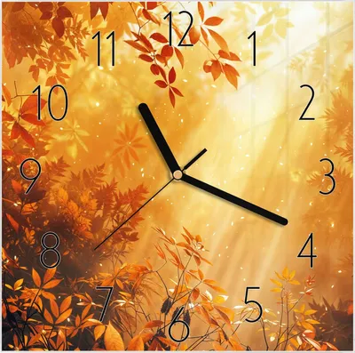 Produktbild von Wanduhr aus Glas mit Motiv Herbstlicher Wald- 30 x 30 cm - inkl. Aufhängesystem