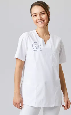 Produktbild von Damen Kasack halbarm weiß, Gr. XS : XS : weiß : 50% Baumwolle 50% Polyester 175 g/m²