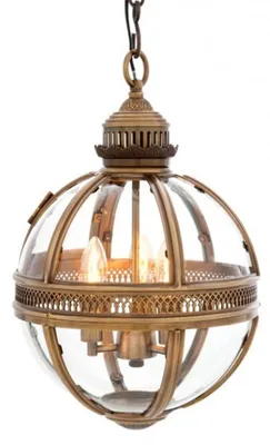 Immagine prodotto di Casa Padrino Lampada a sospensione barocca di design in ottone antico sfera diametro 30 cm, altezza 50 cm - Lampada castello barocco lampada lanterna