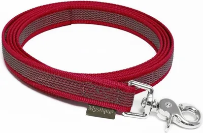 Produktbild von Mystique® Gummierte Leine 20mm ohne Handschlaufe Scherenkarabinerhaken weinrot 1m