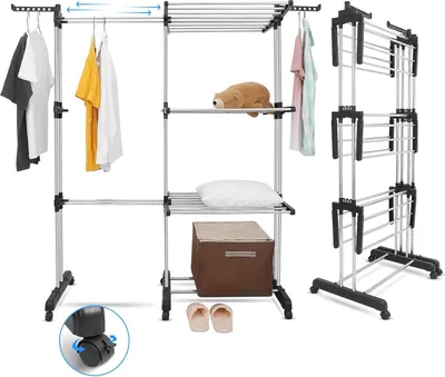 Produktbild von Wendelrek mit Rädern - Drahtfaser - 140 cm - Einbauseitig - Dreieckig - Inklapbar