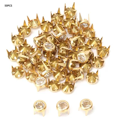 Image de 50 strass ronds colorés de 6 mm, de qualité A, pour le bricolage et la décoration (dorés)