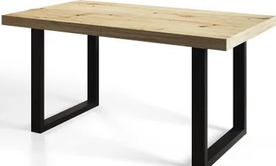 Produktbild von Alpi Moebel, Rechteckig Esstisch Loft-U, Ausziehbarer Tish 120-220x80x77 cm, Artisan mit Schwarz Metallbeinen