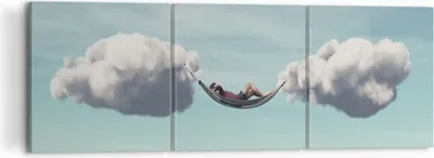 Produktbild von Bild auf Leinwand - Leinwandbild - 3 Teile - Wolken Hängematte Ruhe - 120x40cm - Wand Bild - Wanddeko - Wandbilder - Leinwanddruck - Bilder - Wanddekoration - Leinwand bilder - CA120x40-4373