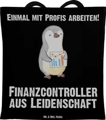 Produktbild von Mr. & Mrs. Panda Schultasche Finanzcontroller Leidenschaft - Schwarz - Geschenk, Shopping Tasche, Laptoptasche, Jutebeutel, Tote Bag