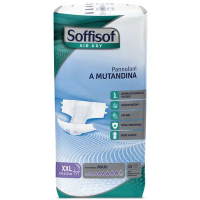 Produktbild von Soffisof Classic Air Dry Maxi XXL – 15 Stück Erwachsenenwindeln, 9 Tropfen Saugstärke