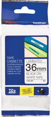 Produktbild von Brother TZe261 - Laminiertes Band - Schwarz auf Weiß - Rolle (3,6 cm x 8 m) - für P-Touch PT-3600, PT-550, PT-9200, PT-9500, PT-9600, PT-9700, PT-9800 (TZE-261CIV)