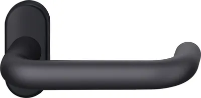 Produktbild von FSB Rahmentürdrücker mit Hochhaltefeder auf ovaler Rosette Alu schwarz matt