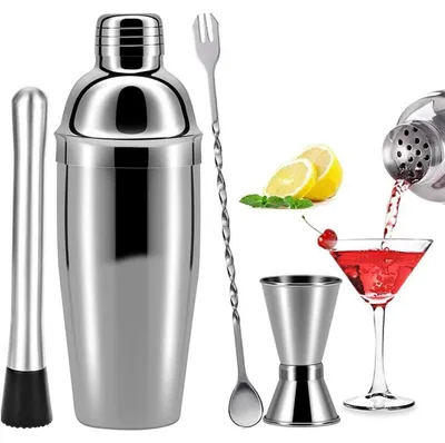 Productafbeelding van Cocktailshaker van 750 ml, roestvrij staal, cocktailset, baraccessoires, 4 stuks