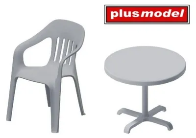 Produktbild von Plastic chairs and table / 1:35