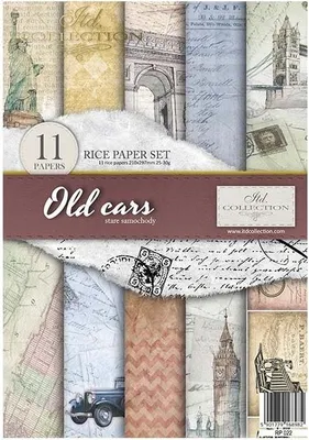 Produktbild von Reispapier-Set A4 – RP022 Old Cars – ITD Collection