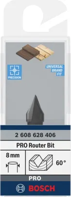 Zdjęcie produktu dla Bosch 2608628406, Frez do gniazd typu V, 8 mm, 1,1 cm, 1,4 cm