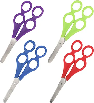 Productafbeelding van Lot van 4 paar knutselscharen, therapeutenscharen, met dubbele handgreep, leerscharen voor kinderen, leerscharen