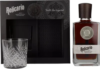 Produktbild von Relicario Ron Dominicano Supremo 40% Vol. 0,7l in Geschenkbox mit Glas