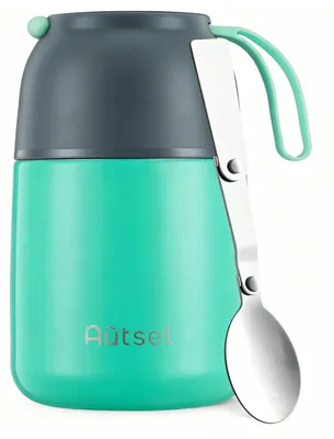 Isolierte Suppenflasche 500 ml, Edelstahl, mit Klapplöffel