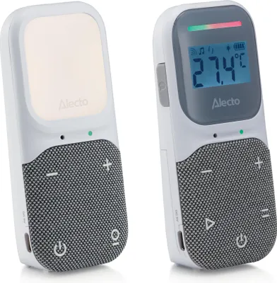 Produktbild von Alecto DBX140 - Modernes Full Eco Audio Babyphone mit klarer DECT-Klangqualität, Display und Nachtlicht - Weiß/Grau