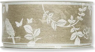Produktbild von Schleifenband (1m = 1EUR) Leinenband, beige,40mm, 15m Rolle