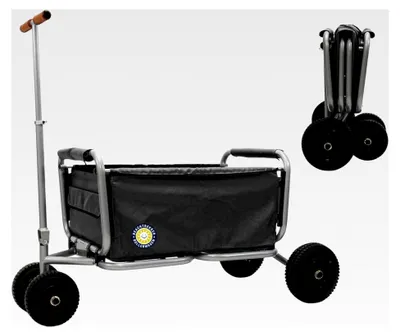 Produktbild von Faltbarer Bollerwagen mit Feststellbremse, klappbarer Handwagen mit Luftreifen (Schwarz)