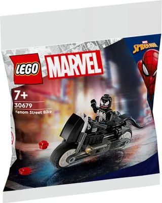 A LEGO Marvel Venom Street Bike polybag package.