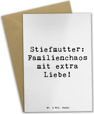 Produktbild von Mr. & Mrs. Panda Grußkarte Spruch Stiefmutter Liebe - Weiß - Geschenk, einladungskarten, hochzeitskarten, Verwandte, weihnachtskarten, Geburtstage, Stiefkind, Familie