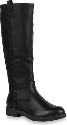 Produktbild von Mytrendshoe Damen Reiterstiefel Leicht Gefütterte Stiefel Schuhe 819556, Farbe: Schwarz, Größe: 40
