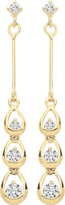 Produktbild von Atemberaubende 9 Karat (375) Gold Damen - Paar Ohrringe mit Zirkonia - 31mm*5mm; TRS26859
