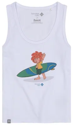 Produktbild von Bavarian Caps Top "Pumuckl surft" - weiß XL