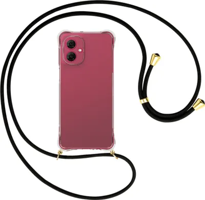 Produktbild von Handykette Backcover-Schutzhülle mit Band (Metall goldfarben) für Motorola Moto G55 5G - schwarz