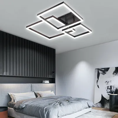 Obrázek produktu pro Stropní světlo LED stmívatelné stropní svítidlo s dálkovým ovládáním Kreativní přívěsek Moderní 3 čtverce Splachovací lampa do obývacího pokoje Dětská lampa