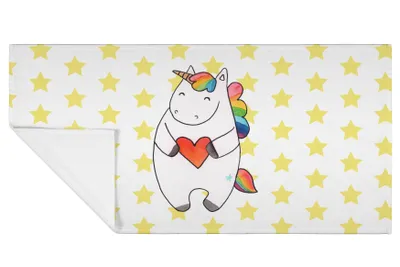 Produktbild von Mr. & Mrs. Panda Handtuch Einhorn Herz - Weiß - Geschenk, Flauschtuch, Unicorn, Frotteehandtuch, Lustig, 50x100, Baumwollhandtuch, Anders, Einhörner, kleines