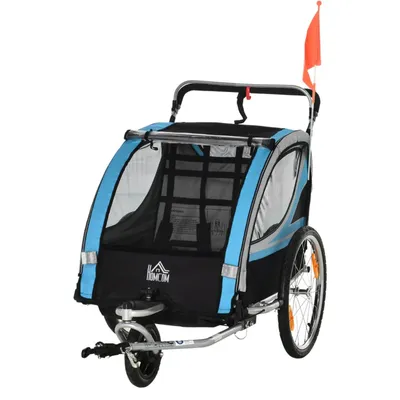 Produktbild von Kinderanhänger mit 5-Punkt-Sicherheitsgurt und Universalkupplung Fahrradkinderanhänger Kinderfahrradanhänger Kinderwagen Fahrradanhänger Blau