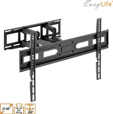 Immagine prodotto di Supporto TV EasyLife FlexMount Dual E80, per 37-80 pollici - orientabile, inclinabile, design a doppio braccio, VESA 600x400, portata 40 kg