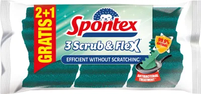 Obrázek produktu pro Kuchyňská drátěnka Spontex Scrub Flex 3 ks.