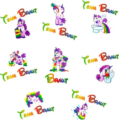 Produktbild von Oblique Unique Braut Einhorn Tattoo Set Team Braut JGA Sticker lustige Einhörner