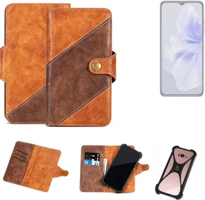 Produktbild von K-S-Trade Handyhülle Schutzhülle Bookstyle Case Wallet-Case kompatibel mit Oukitel C38 Cover Klapphülle Kantenschutz Smartphone dunkelbraun braun