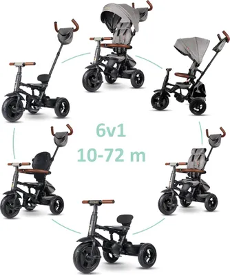 Immagine prodotto di QPLAY Triciclo Rito Deluxe Grigio, 6 in 1, età 10-72 mesi