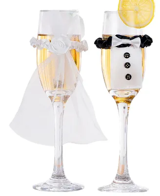 Produktbild von 8-teiliges/4er-Set Hochzeitsweingläser, Champagnergläser für Braut und Bräutigam, Party- und Silvesterdekorationen