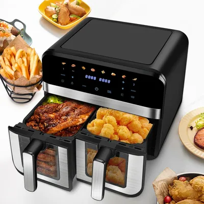 Obrázok produktu pre Fritovací hrn na horúci vzduch – fritéza – 15 litrov – dvojzónová – 2600 W – 240 V – 8 programov