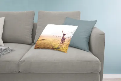 Produktbild von MuchoWow® Zierkissen Sofakissen Wohnzimmer Dekokissen 60x40 cm Hirsche - Geweihe - Gras - Kopfkissen - Polster mit Foto