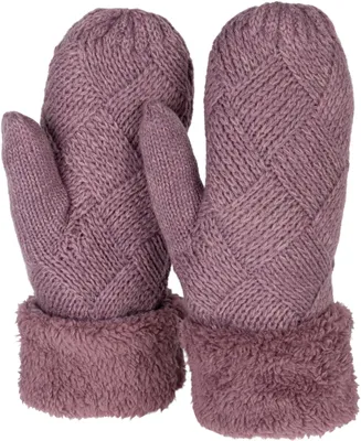 Zdjęcie produktu dla styleBREAKER Damskie ciepłe zimowe rękawiczki z dzianiny, rękawiczki z wzorem w romby, polar termiczny, rękawiczki z dzianiny 09010031